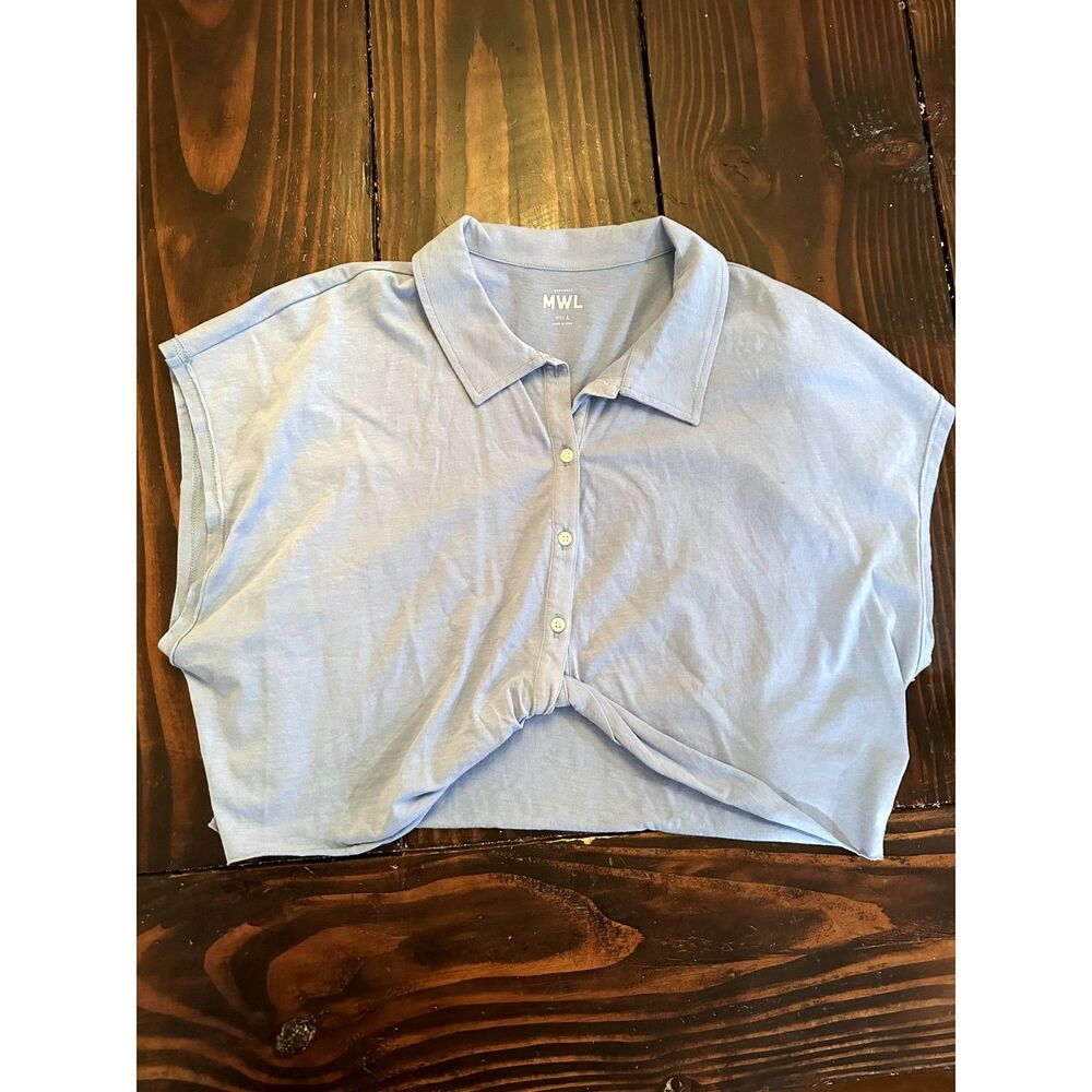 MWL Polo Twist Tee: Botanical‎ Dye Edition / BABY BLUE SOLID - Women's Size L